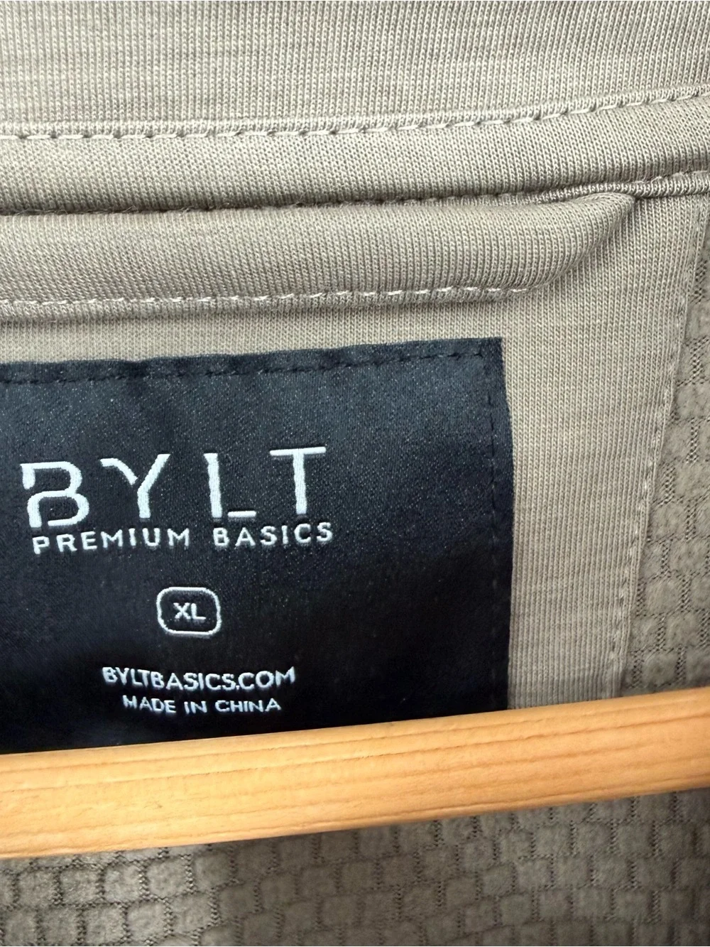 BYLT Premium Basics Pullover XL Taupe 1/4 Snap Waffle Lined Athleisure Golf.